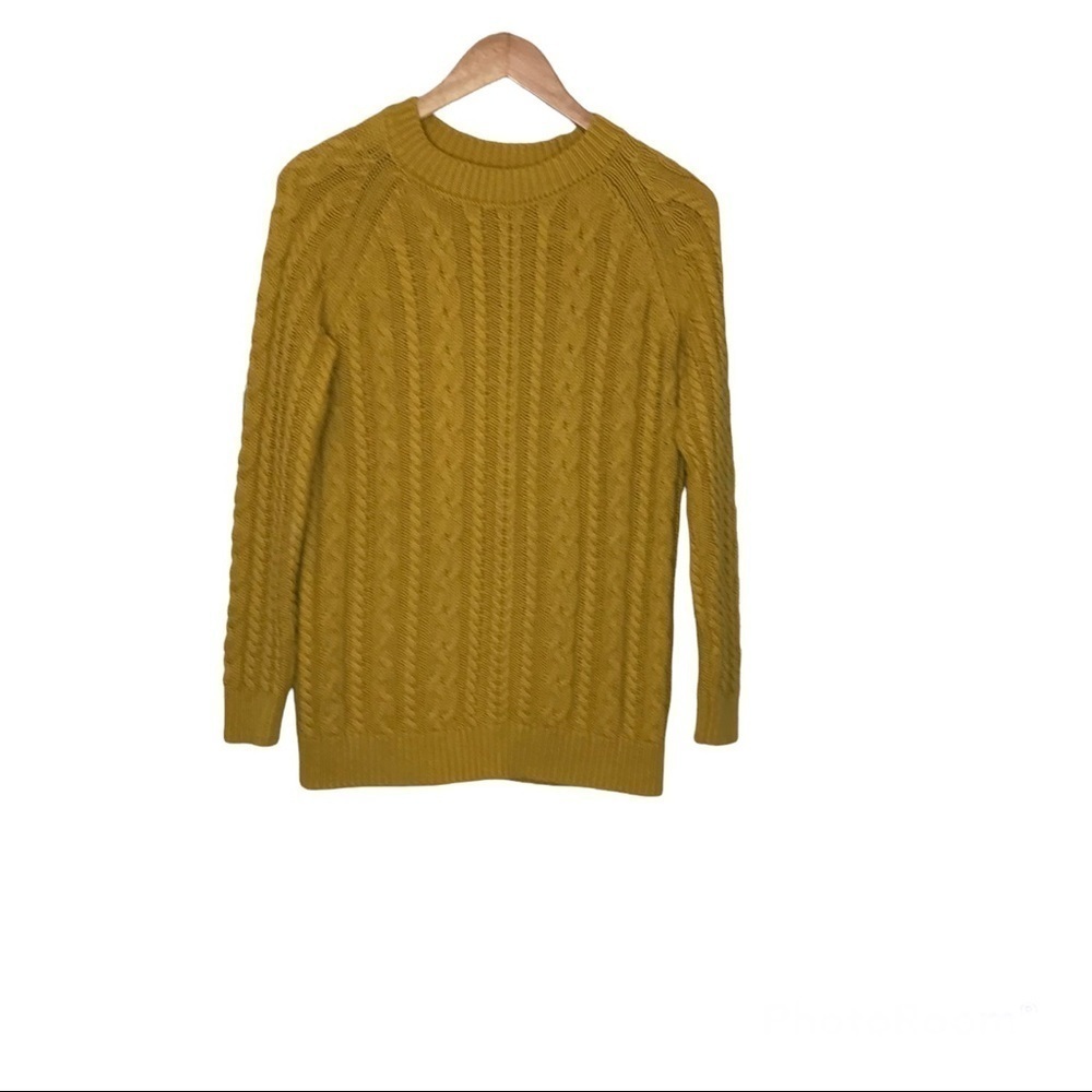Workshop Republic Clothing Womens‎ Cable Knit Sweater Size S Crew Neck Mustard